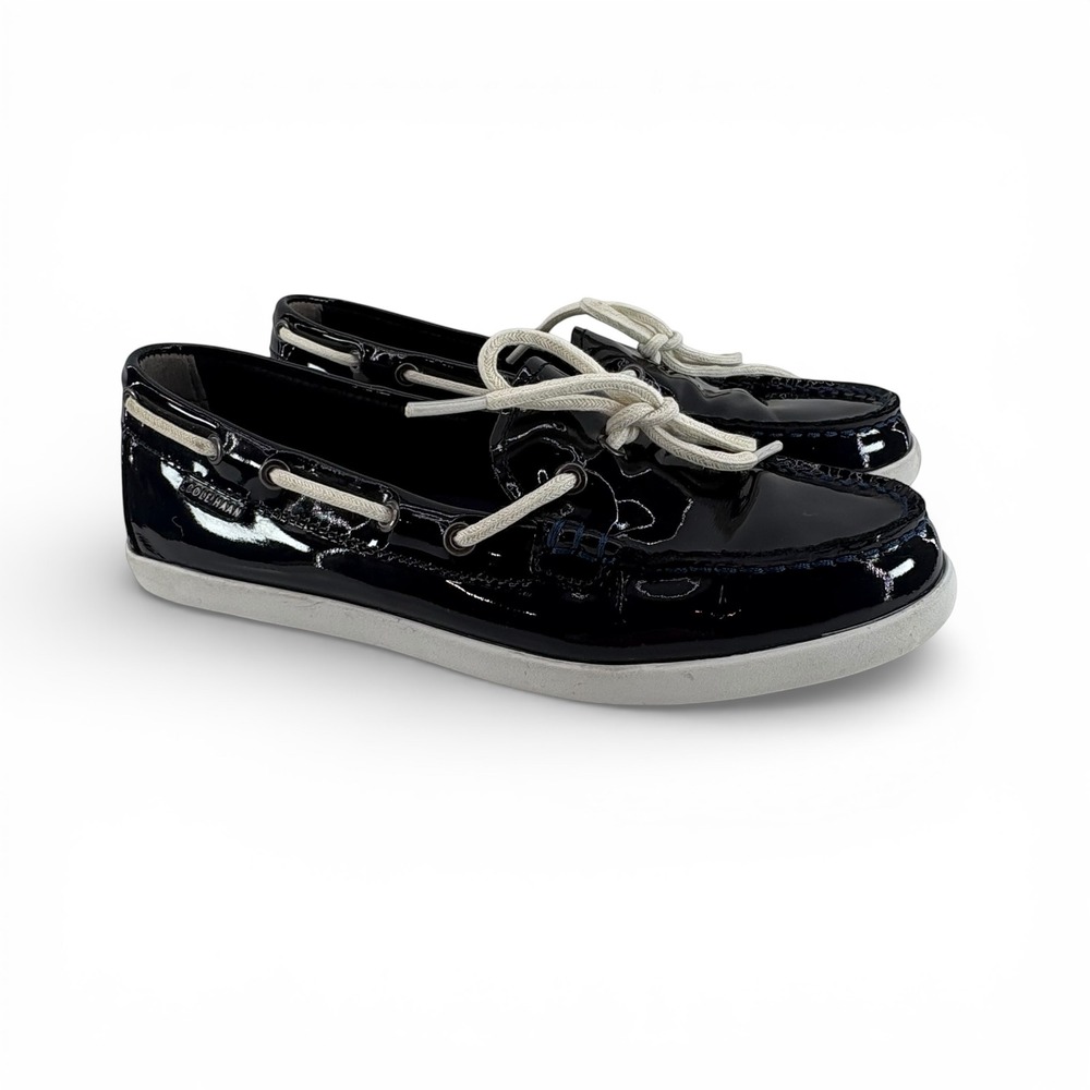 Cole Haan Women's Size 7.5 Navy‎ Blue Patent Leather Boat Shoes Nautical Loafers